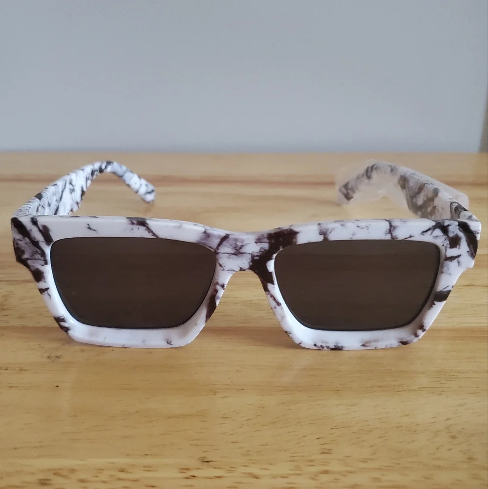 Unbranded Marble Thick frame Square Sunglasses UV 400 Protection Retro NWOT